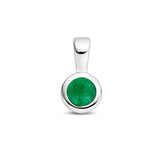 Hanger met Geboortesteen Mei | Smaragd met Gerhodineerd Zilver - Formaat 5.5 x 11mm