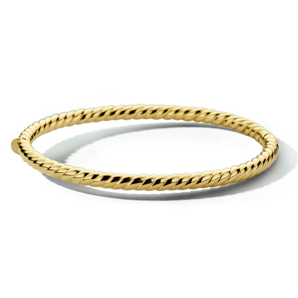 Damesarmband 4.2mm, Bangle van 14 Karaat Geelgoud, Gedraaide buis met scharnier - Diameter 60mm