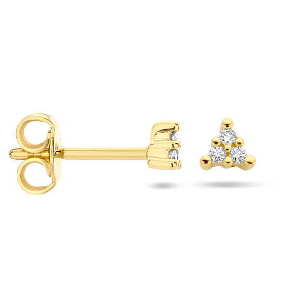 Oorknoppen met Diamant 0.05ct (2x 0.025ct) van 14 Karaat Geelgoud - Formaat 4x3.5mm