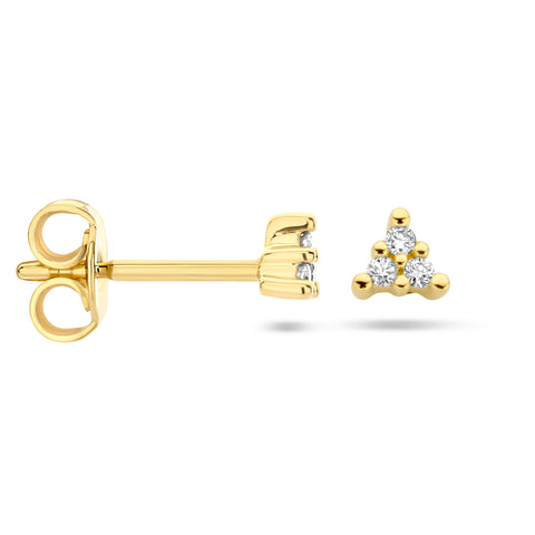 Oorknoppen met Diamant 0.05ct (2x 0.025ct) van 14 Karaat Geelgoud - Formaat 4x3.5mm
