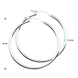 Oorringen van 925 Zilver met Ronde Buis 2.5 mm - Diameter 40mm