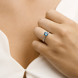 Ring London Blue Topaas 1.35ct En Diamant 0.05ct H Si Goud (Witgoud)