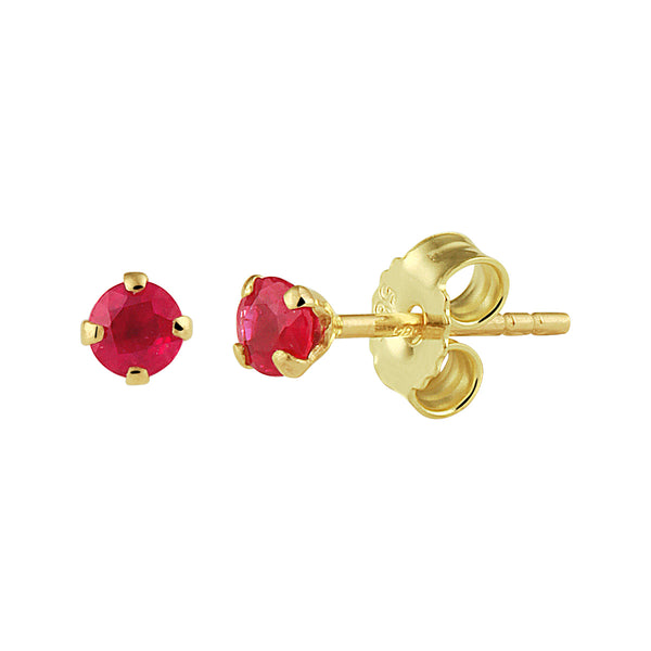 Oorknoppen met Robijn 0.32ct (2x 0.16ct) 14 Karaat Geelgoud - formaat 3 mm