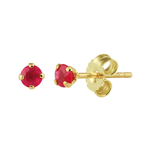 Oorknoppen met Robijn 0.32ct (2x 0.16ct) 14 Karaat Geelgoud - formaat 3 mm