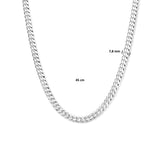 Zilveren collier lengte 45 cm - Gourmet 7,8 mm - Zilver Wit