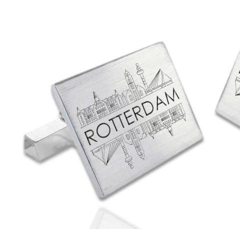 Zilveren Manchetknopen Skyline Rotterdam - 925/1000 Zilver