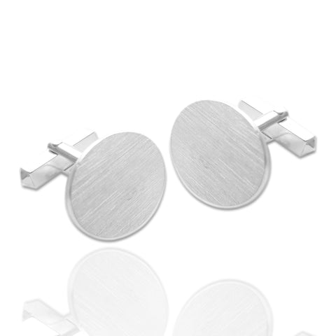 Zilveren Manchetknopen Ovaal Mat - 925/1000 Zilver - Afbeelding of Logo gravure