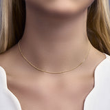 14 Karaat Geelgouden basis collier in div. lengtematen, Gourmet schakel 1mm