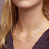 Zilveren basis collier in div. lengtematen, Gourmet 4-zijdes geslepen 2.1mm