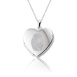 Medaillon hart glans - 925/1000 Zilver - Vingerafdruk gravure