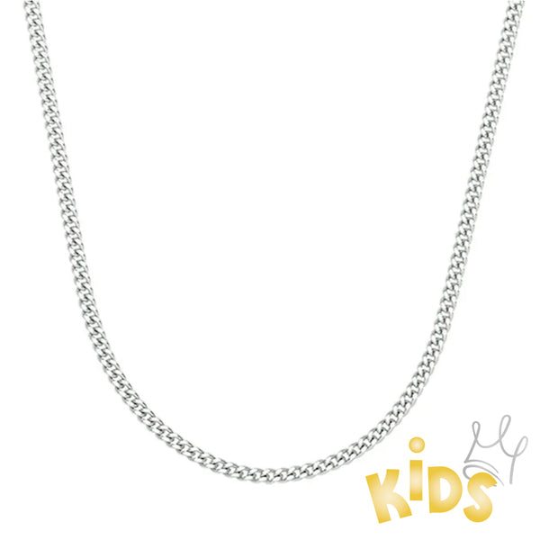 Basis kindercollier Zilver Gerhodineerd, Gourmet schakel 1,4 mm - Lengte 36+4cm