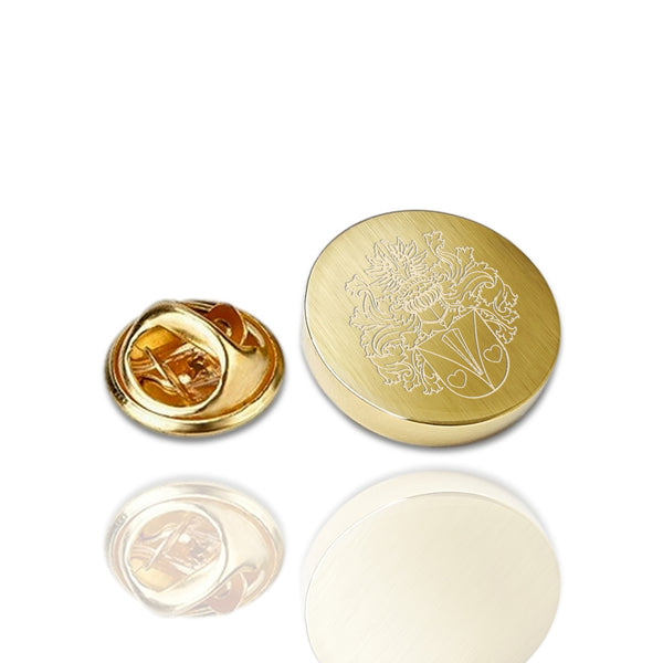 Revers Pin Mat of Glans - 14K Geelgoud - Familiewapen gravure