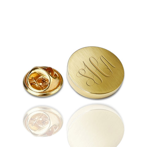 Revers Pin Mat of Glans - 14K Geelgoud - Monogram gravure