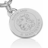 Zilveren Sleutelhanger met sleutelring gravure Nederlandse Leeuw - 925/1000 Zilver