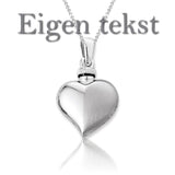 Assieraad - Urn hanger Hart mat glans - 925/1000 Zilver - Tekst & Datum gravure