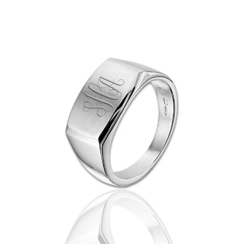 Zegelring dwarsmodel 11 mm breed - 925/1000 Zilver - Monogram