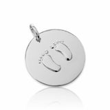 Sleutelhanger Rond Babyvoetjes met sleutelring 30 mm - 925/1000 Zilver - Lettergravure