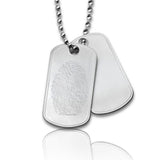 Dubbele Dog tag inclusief ketting - Stainless Steel - Vingerafdruk gravure